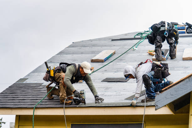 Professional Roofing technician working in North Pembroke, MA